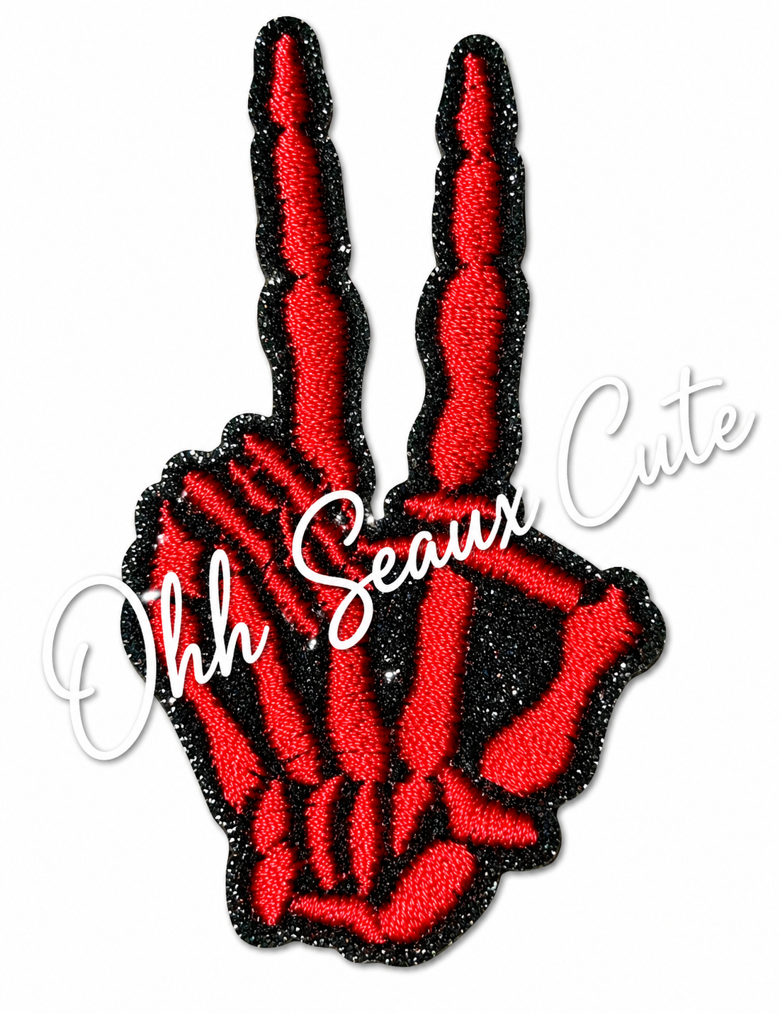3” Glitter Red Peace Skeleton