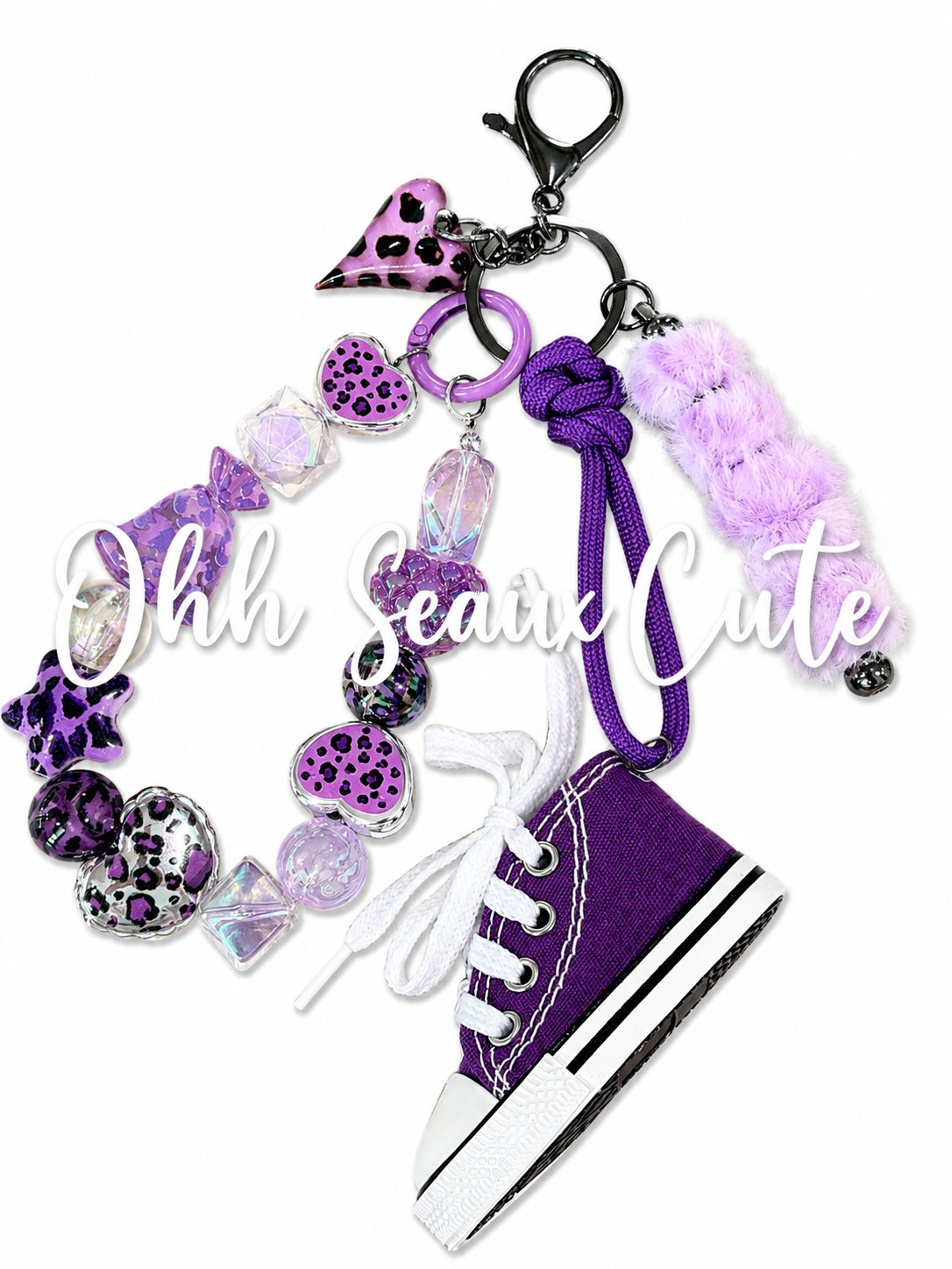 Purple Leopard Bag Charm/Keychain