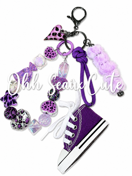 Purple Leopard Bag Charm/Keychain