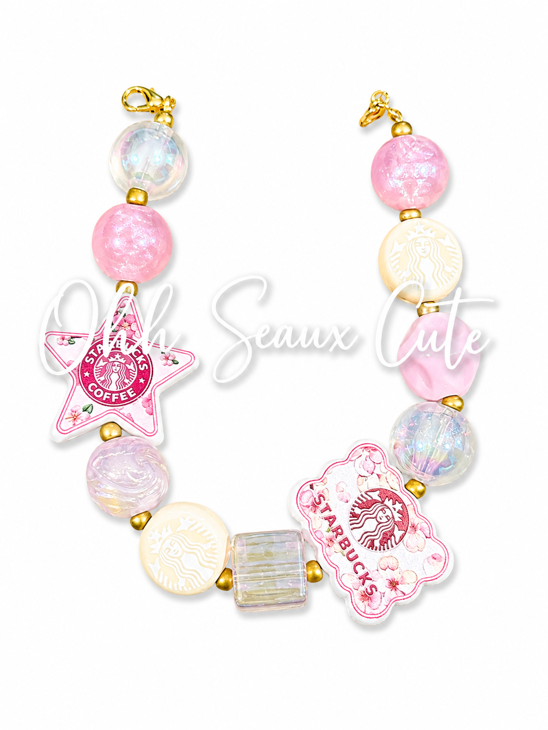 9” Pink Starbucks 3 Hat Chain