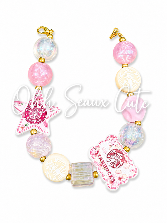 9” Pink Starbucks 3 Hat Chain