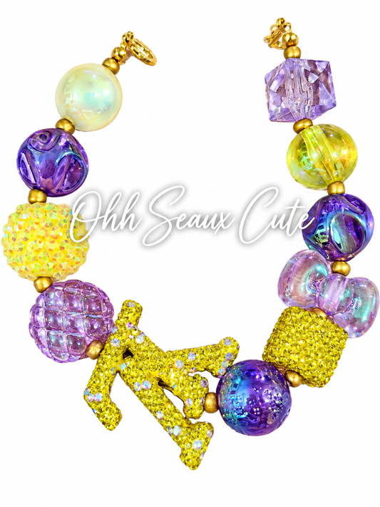 9” L  V  Purple/Yellow 6 Hat Chain