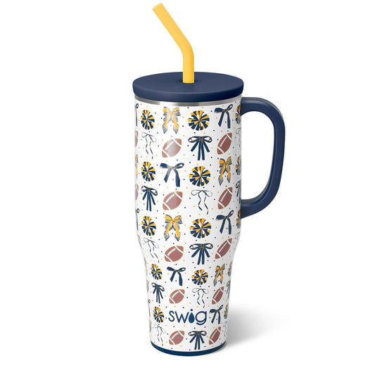 Swig 40oz Poms & Bows- Navy/Yellow