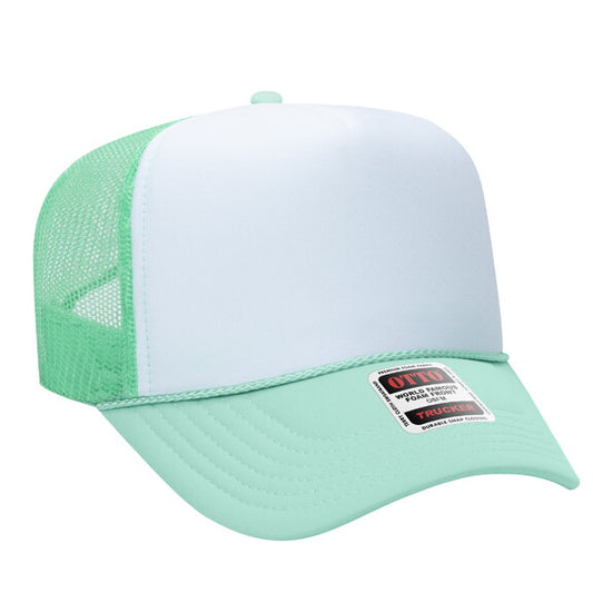 Otto High Crown Foam Trucker Hat-SeaFoam/White