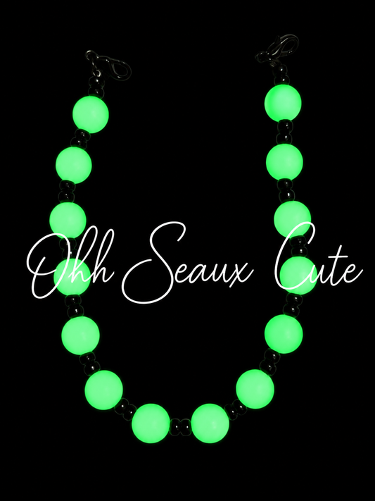 9”  12mm Glow Bead Halloween Hat Chain