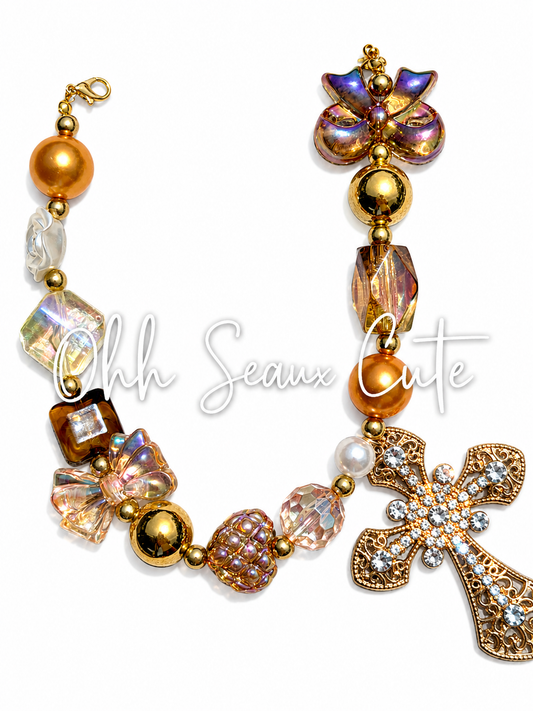 9”  Bronze Cross Hat Chain