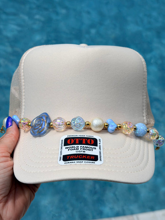 9” Blue Rose Hat Chain