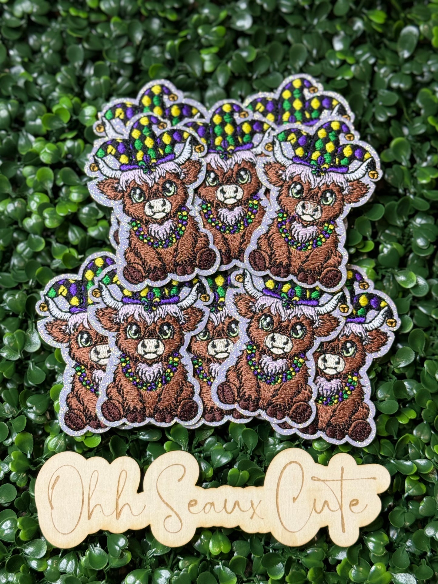 3” Mardi Gras Highland Cow (OSC ORIGINAL) DO NOT COPY