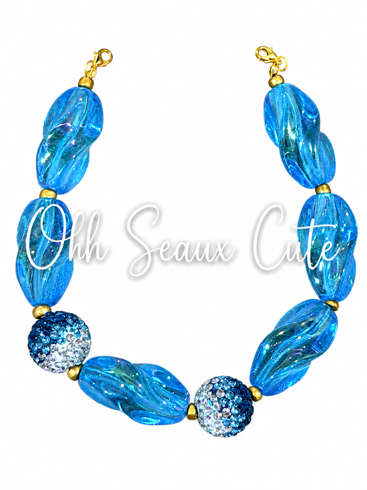 9” Blue Waves Hat Chain