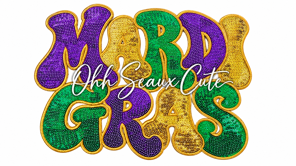 PREORDER 12” Sequin Mardi Gras  ETA 11/22 SEE DESCRIPTION