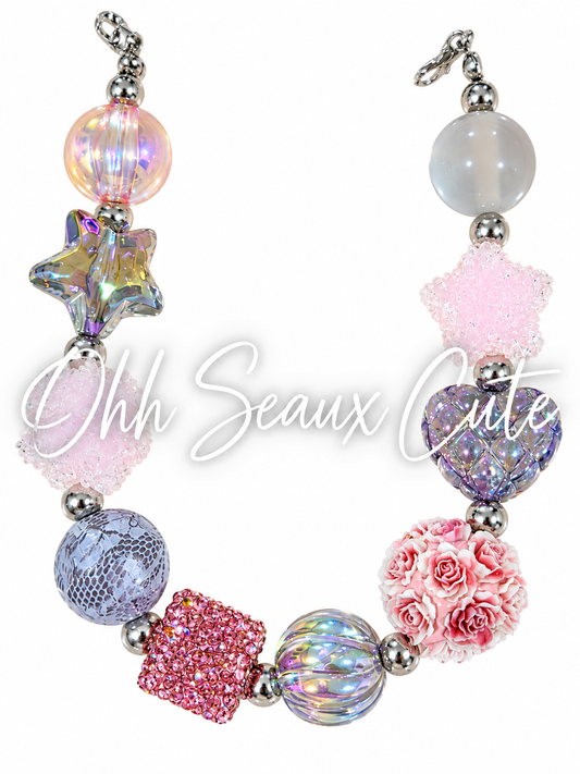 9” Pink/Gray 2 Hat Chain