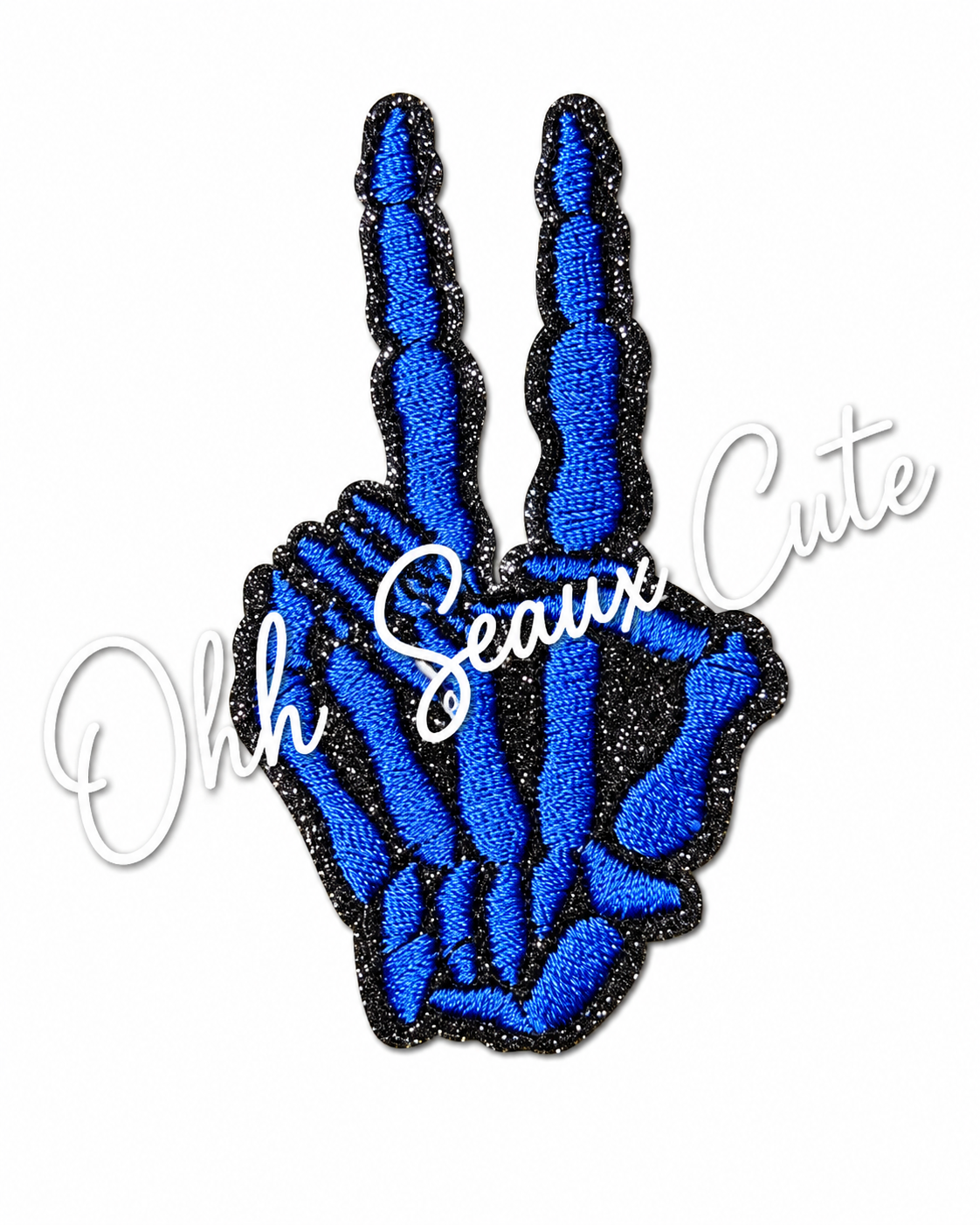 3” Glitter Blue Peace Skeleton