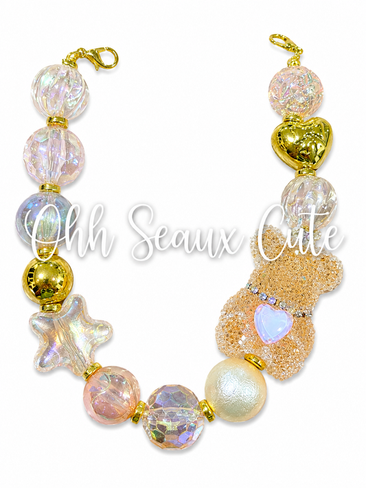 9” Champagne Sugar Bear Hat Chain
