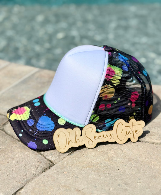 Custom Trucker Hat-Neon Splatter