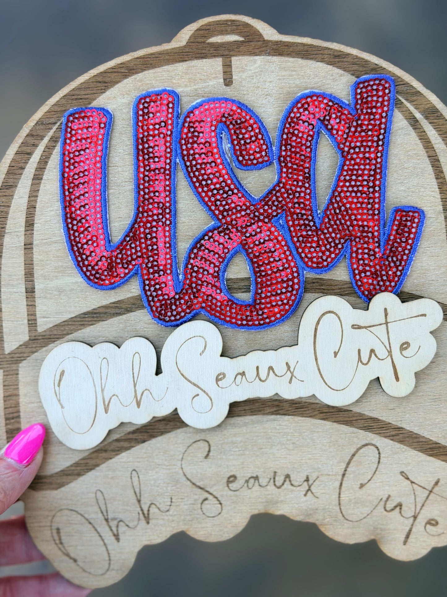 6” Sequin USA-Red/Blue