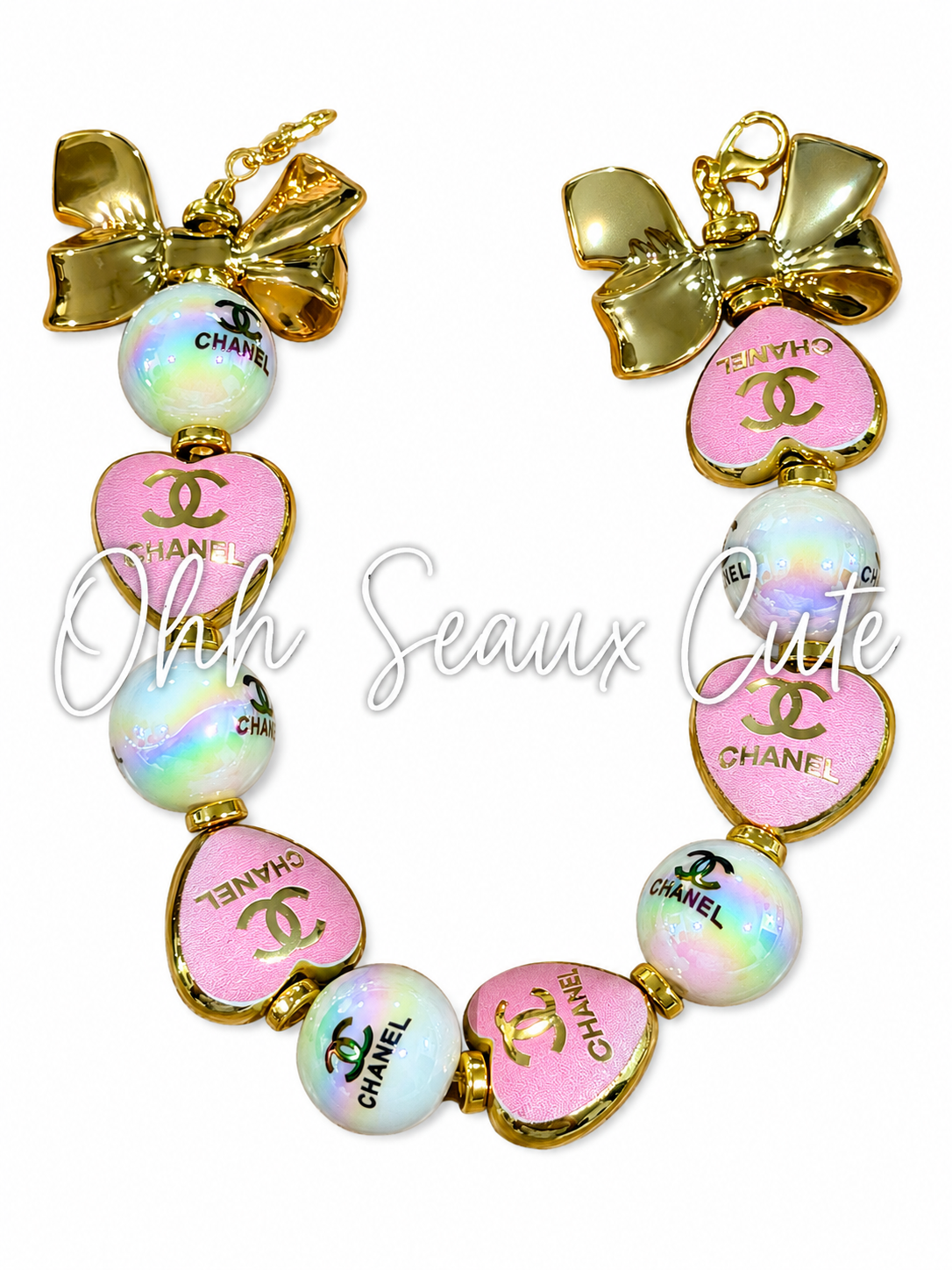 9” CC Pink/Gold  Hat Chain