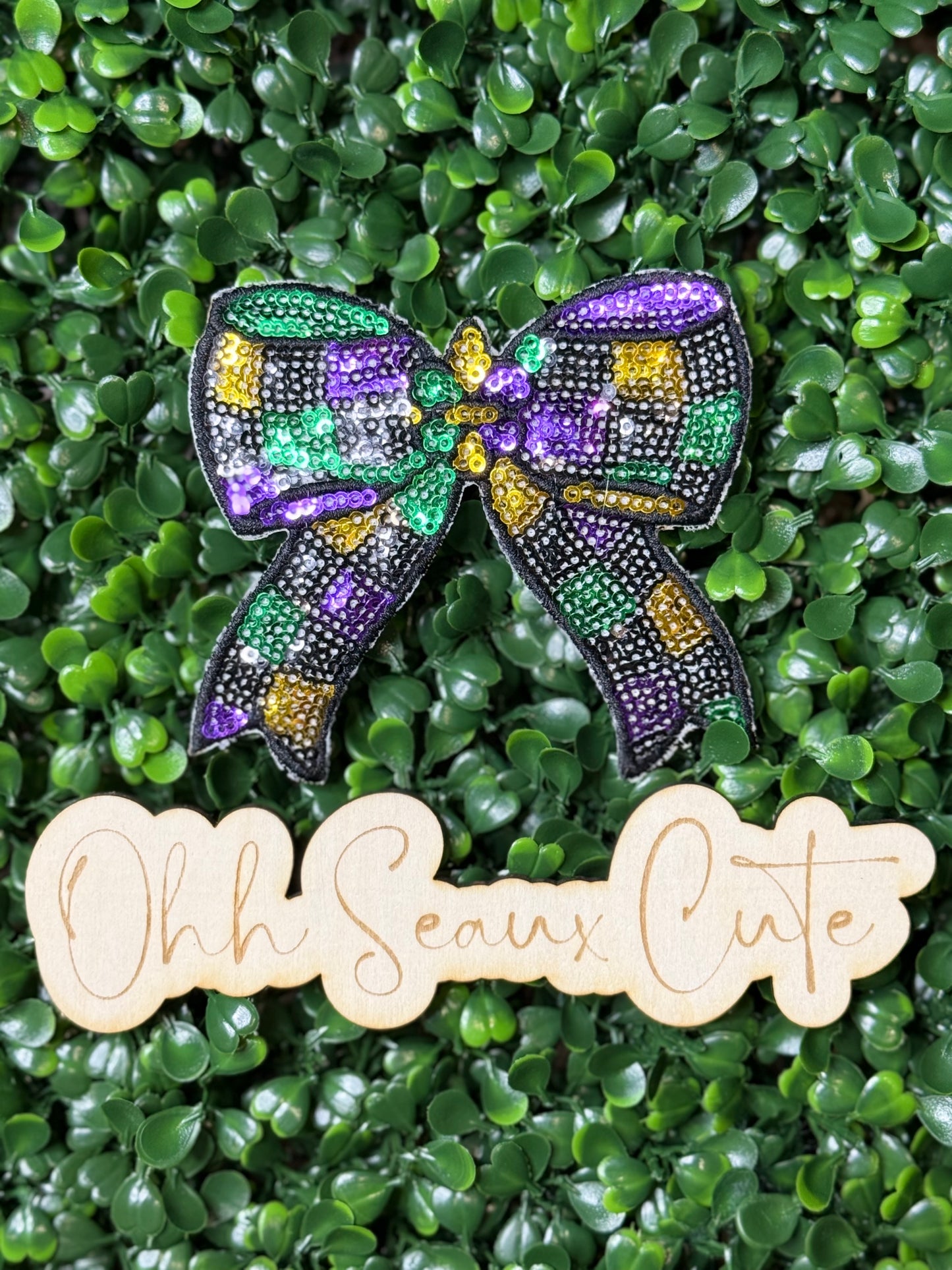 4” Mardi Gras Sequin Bow