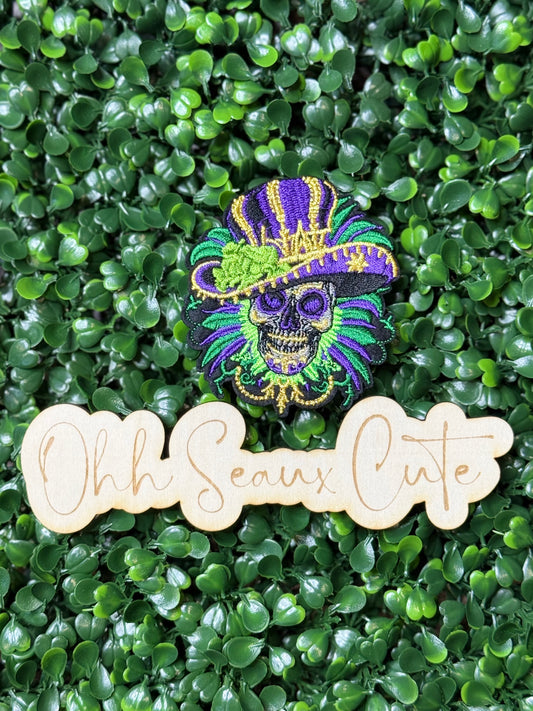 2.75” Mardi Gras Feathered Skeleton Head