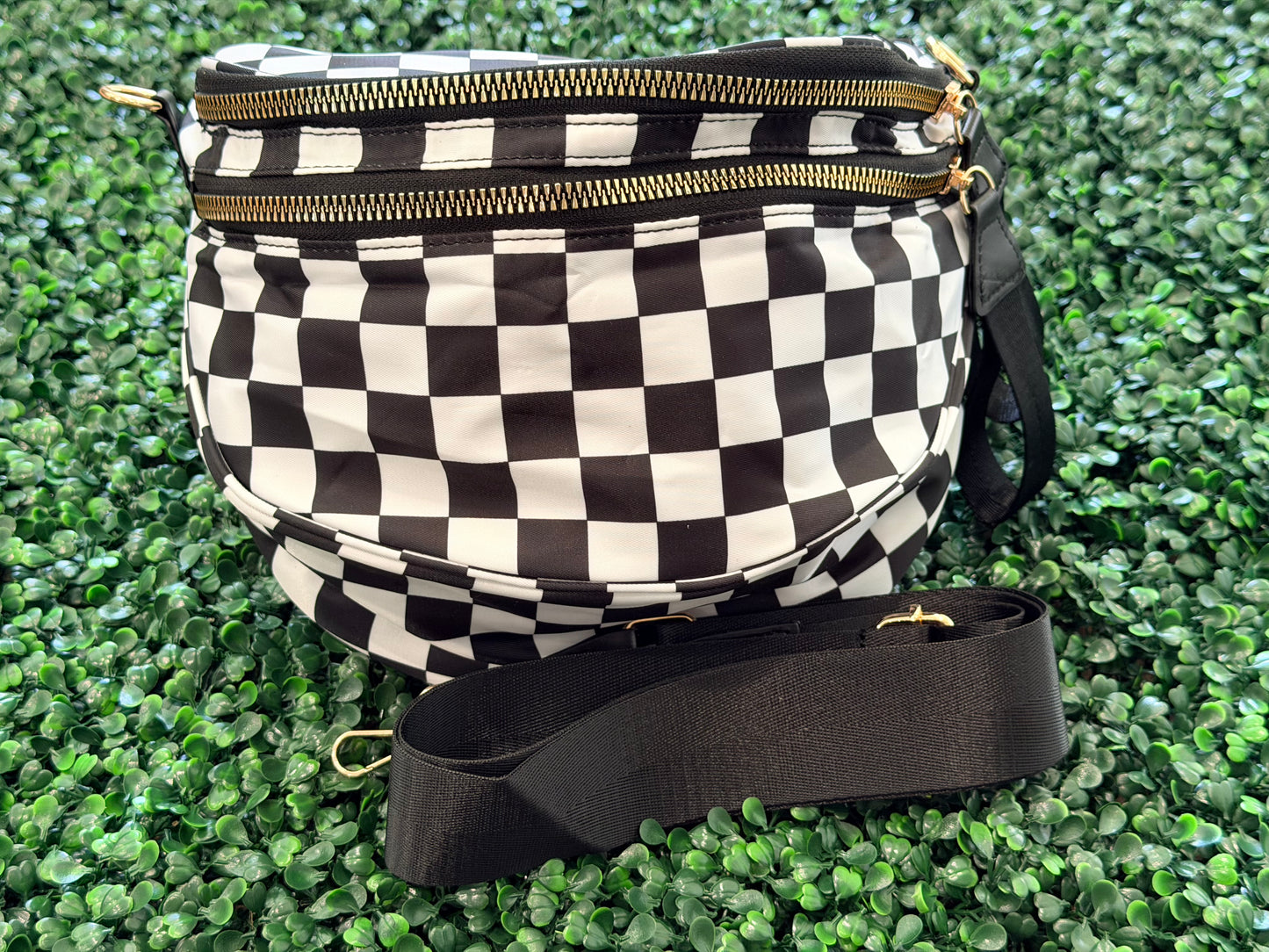 Nylon Checkered Bum Bag