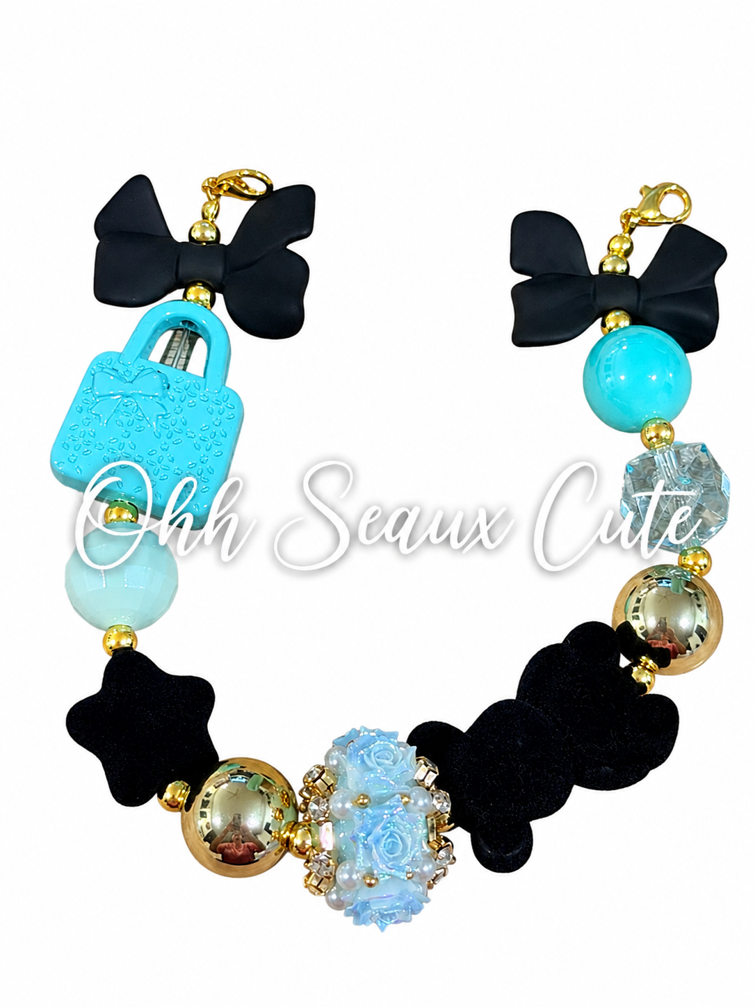 9” Teal/Black 4 Hat Chain