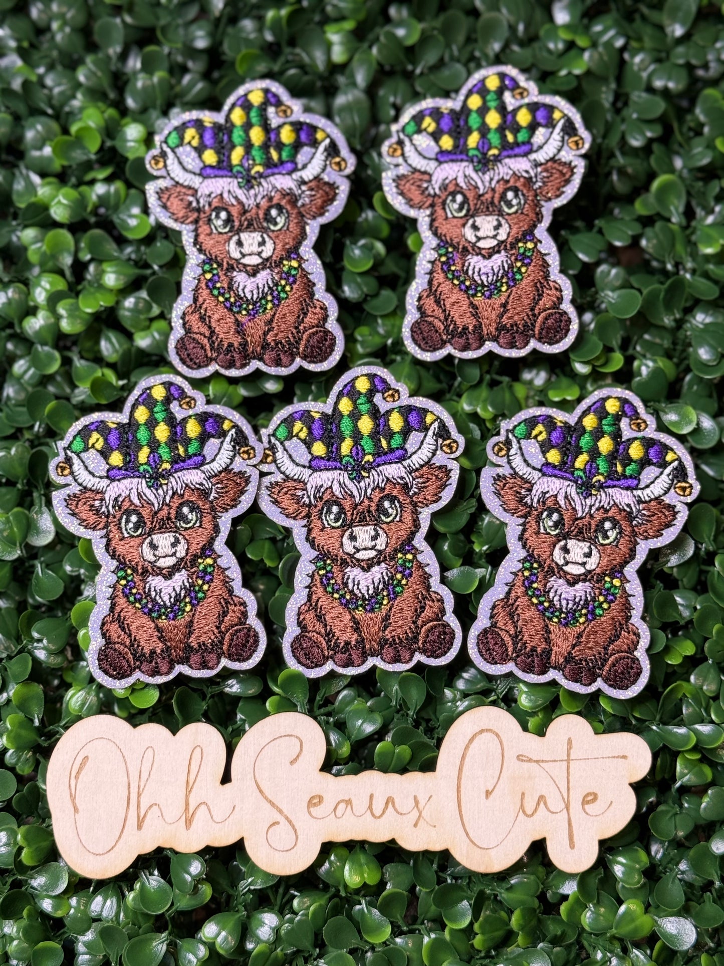 3” Mardi Gras Highland Cow (OSC ORIGINAL) DO NOT COPY