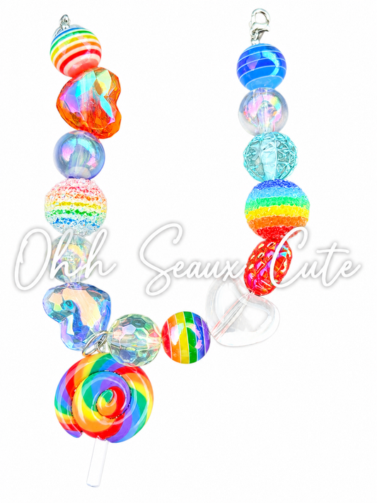 9” Rainbow Lollypop Hat Chain