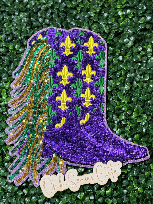 12” Sequin Mardi Gras Boots