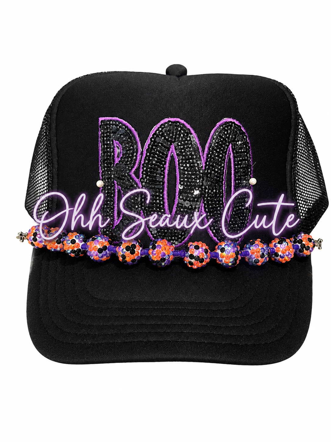 4.5” Sequin BOO Black/Purple