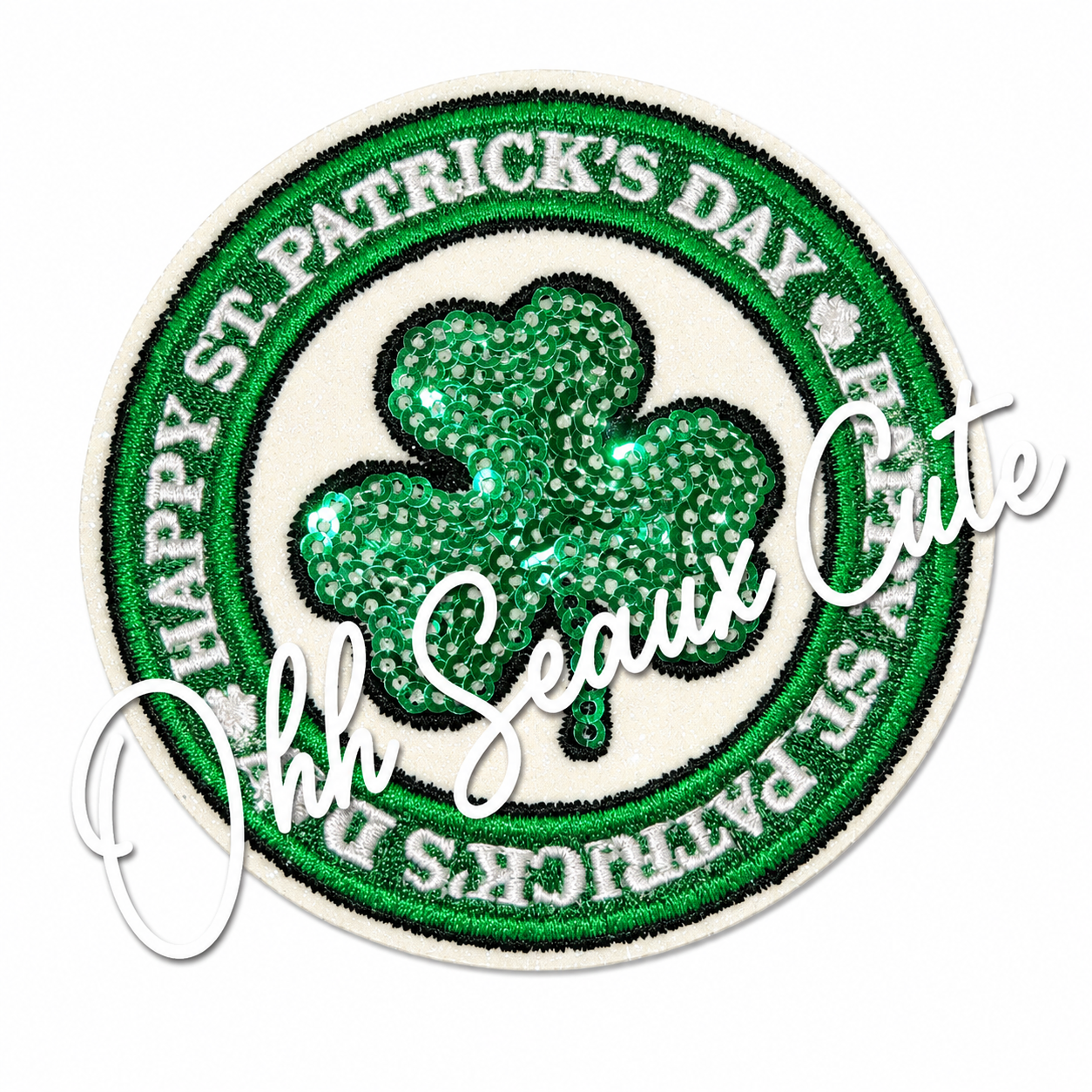 3” Sequin Clover Button Patch