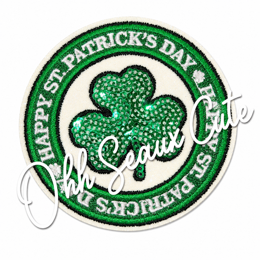 3” Sequin Clover Button Patch