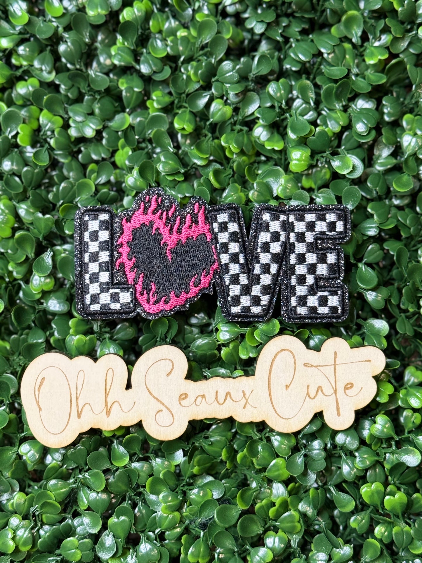 4.5” Checkered Flame Heart LOVE