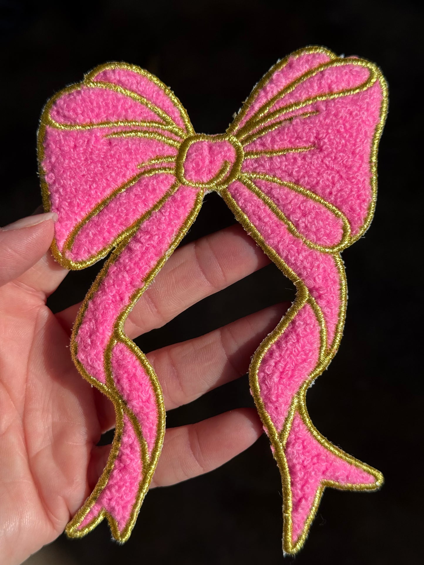 5.5” Pink/Gold Chenille Bow