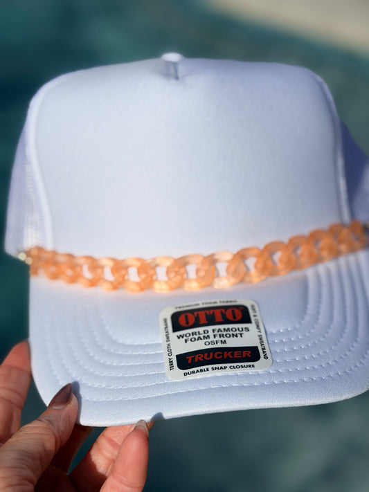 9” Clear Peach Hat Chain