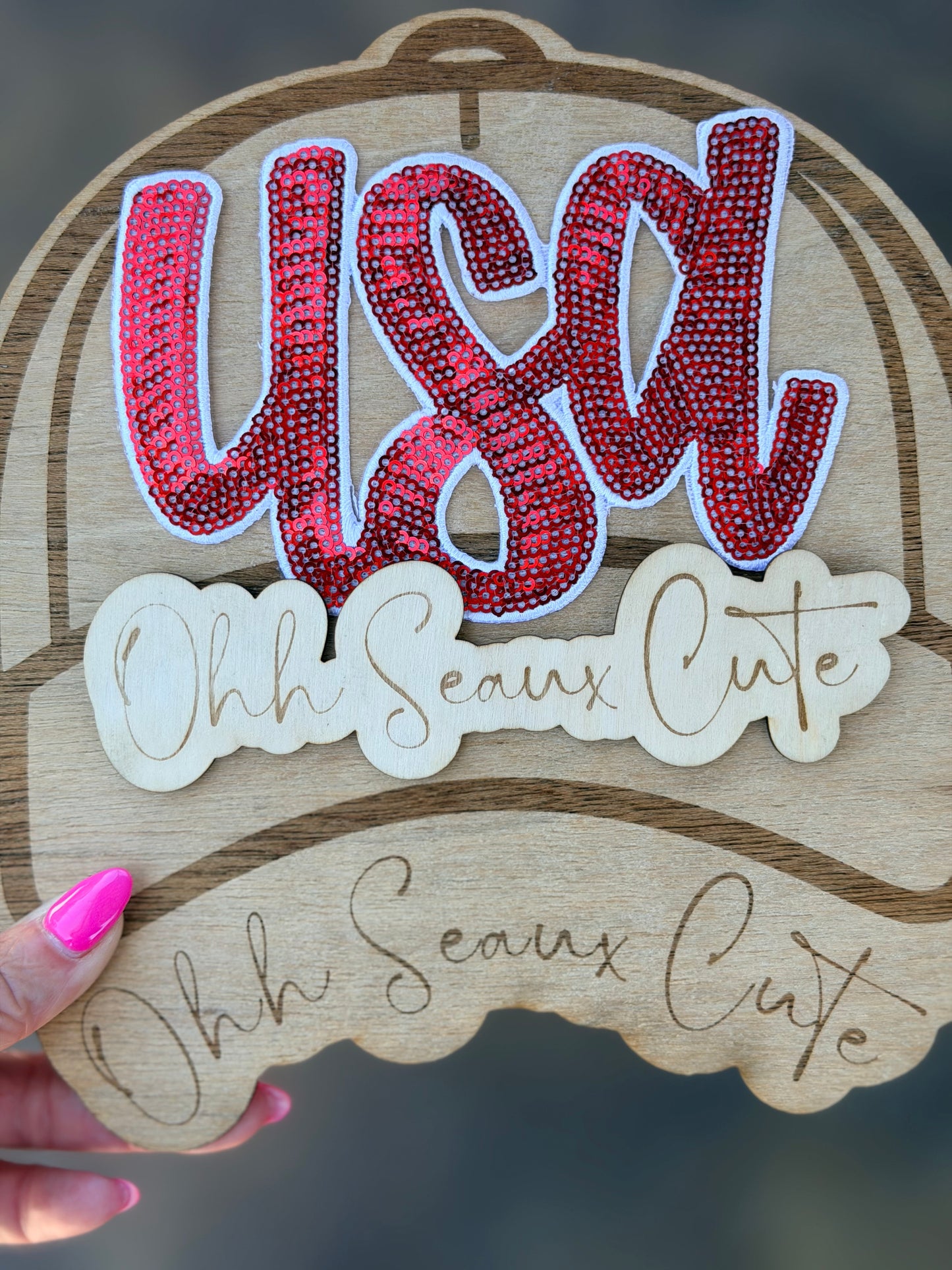 6” Sequin USA-Red/White