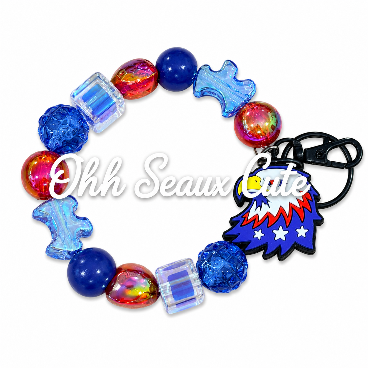 Custom Bead Keychain Patriotic