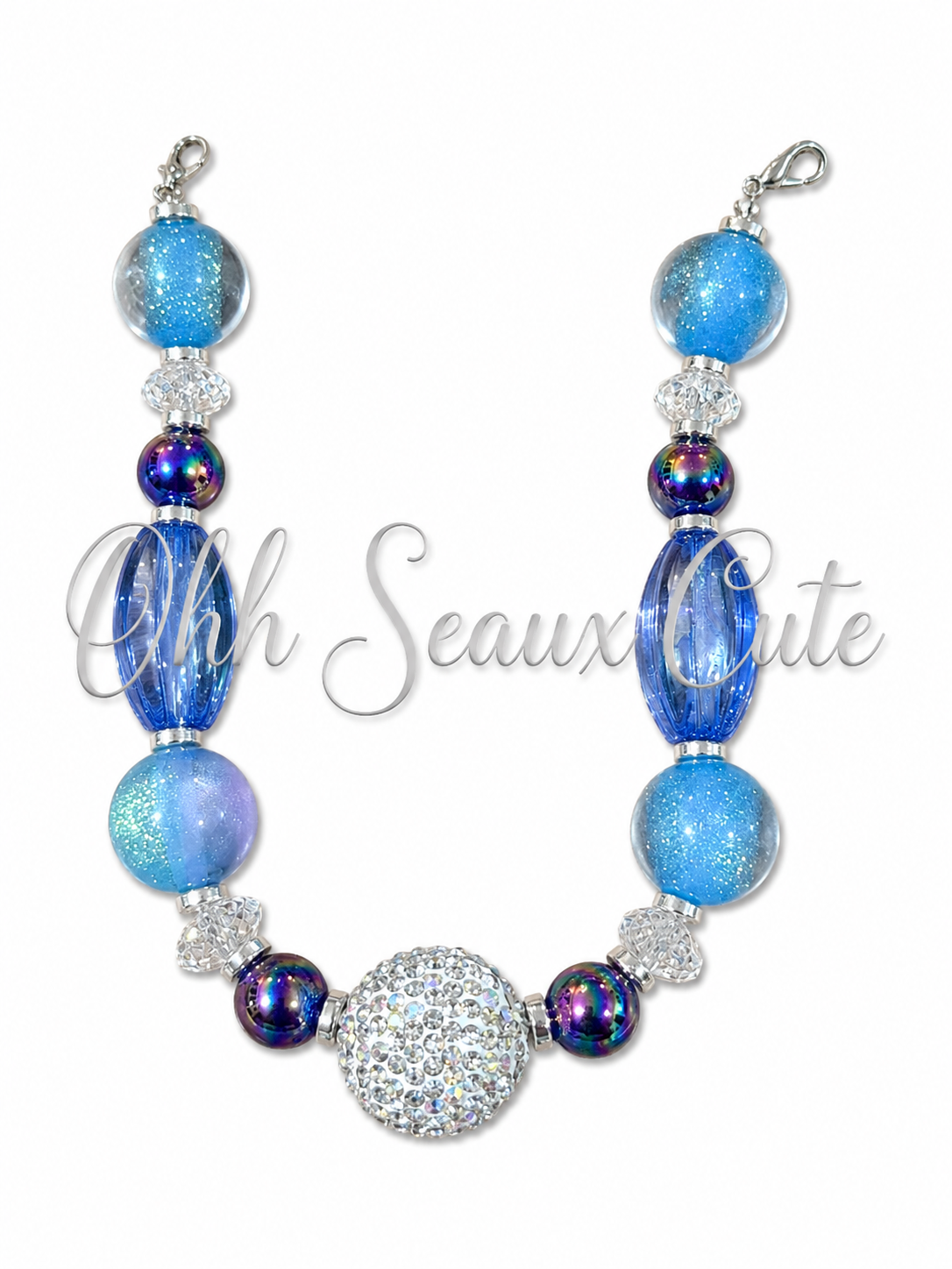 9” Ocean Blue 3 Hat Chain