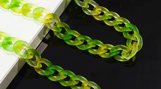 9” Clear Green/Yellow Swirl Hat Chain