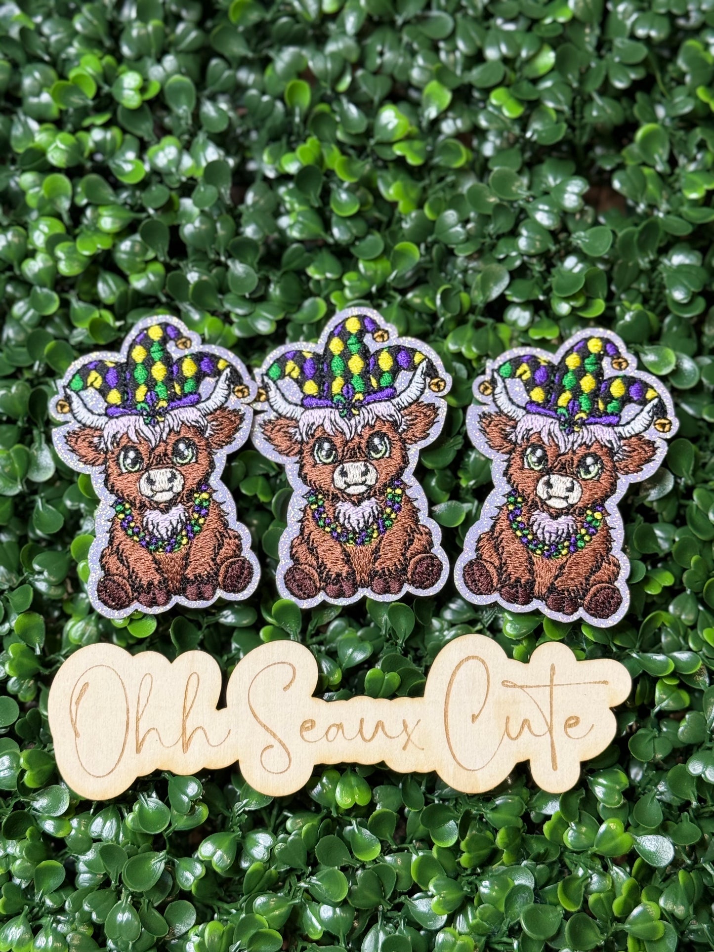 3” Mardi Gras Highland Cow (OSC ORIGINAL) DO NOT COPY