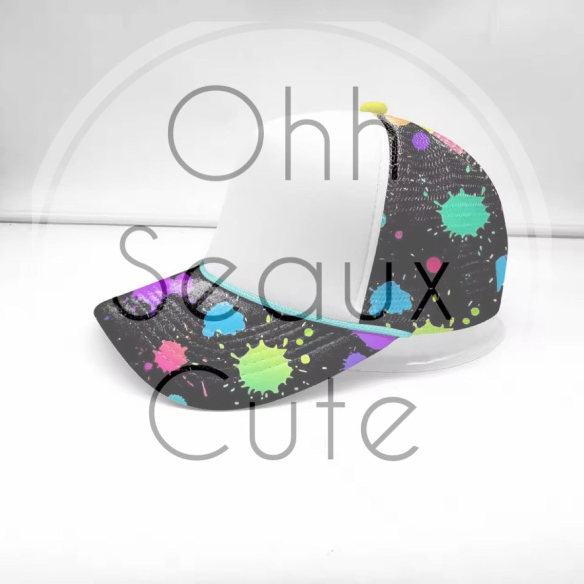 Custom Trucker Hat-Neon Splatter