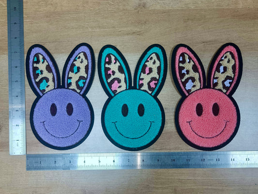 Easter Bunny Smiley Chenille Patch