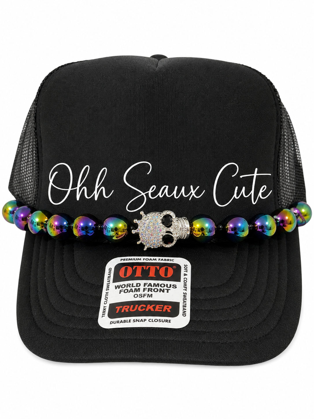 9” Rhinestone Skull Queen Hat Chain