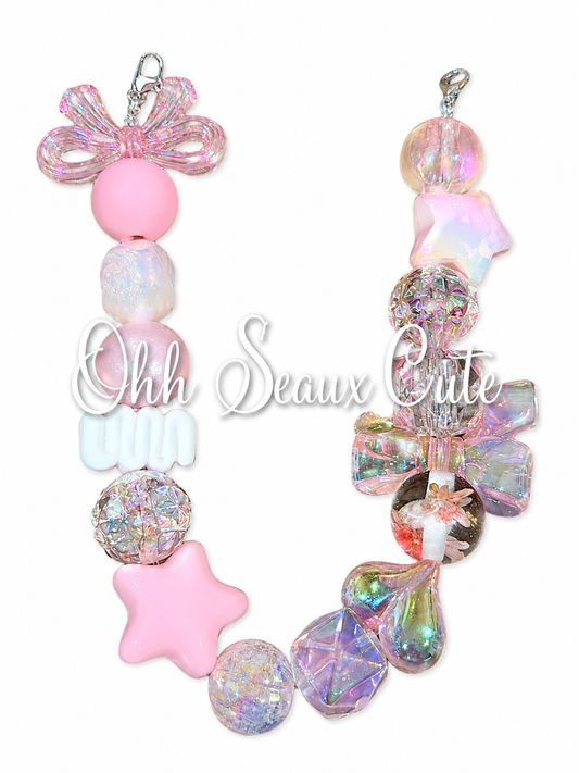 9” Crystal Pink Hat Chain