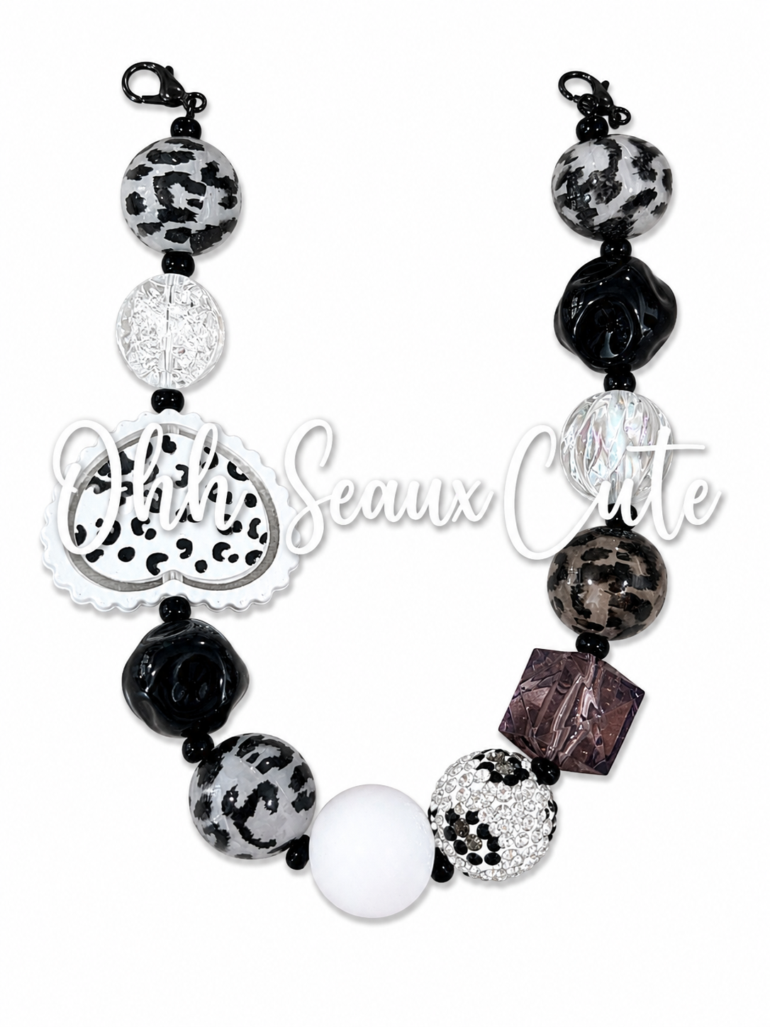 9” White Leopard 3 Hat Chain
