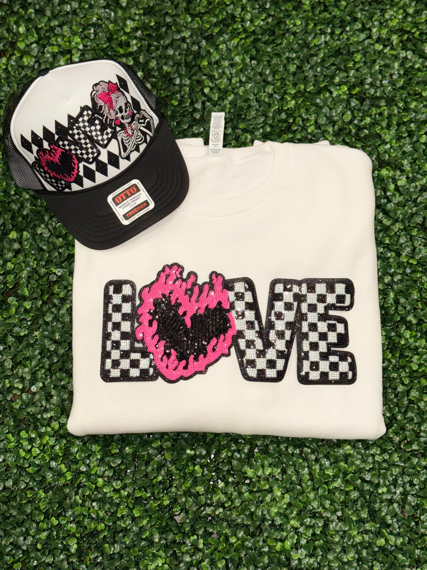 12” Sequin Checkered LOVE