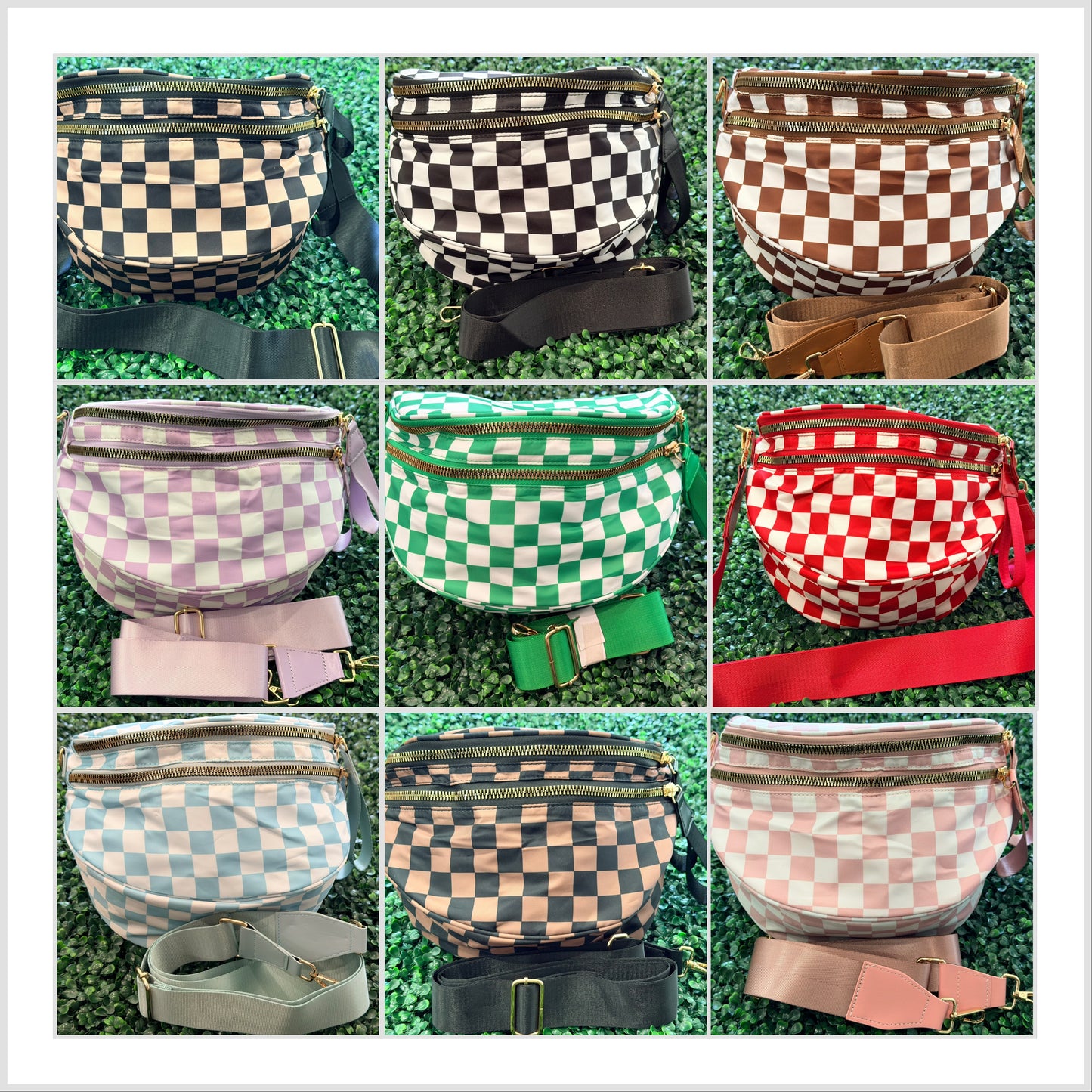 Nylon Checkered Bum Bag