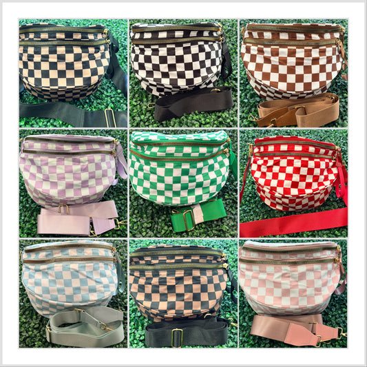 Nylon Checkered Bum Bag