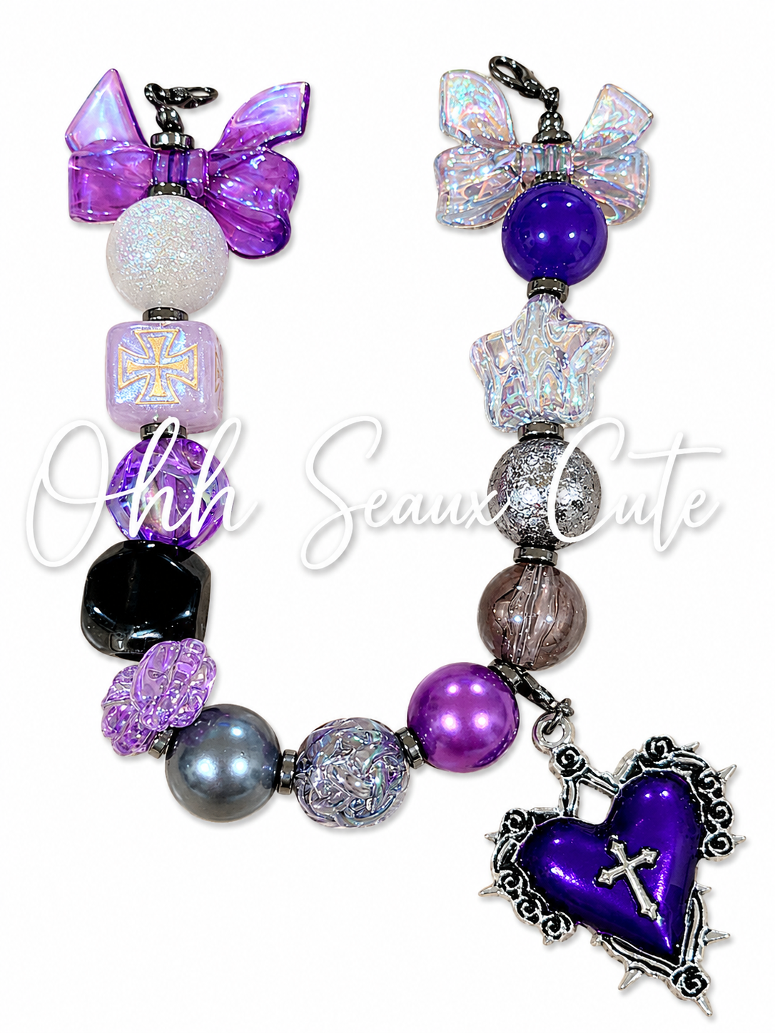 9” Purple Gothic 1 Hat Chain -Detachable Charm