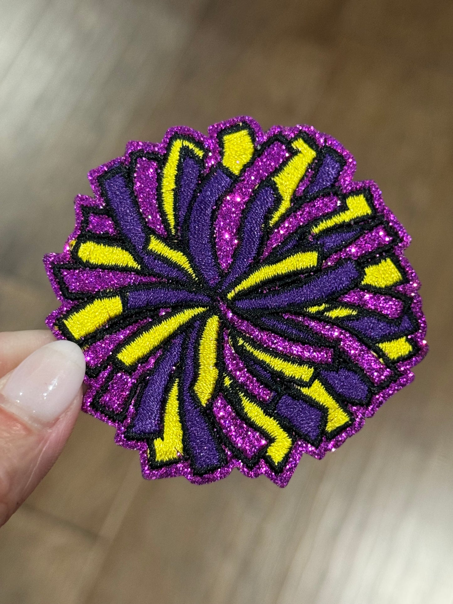 2.5” Pom Pom Glitter-Embroidery Patch