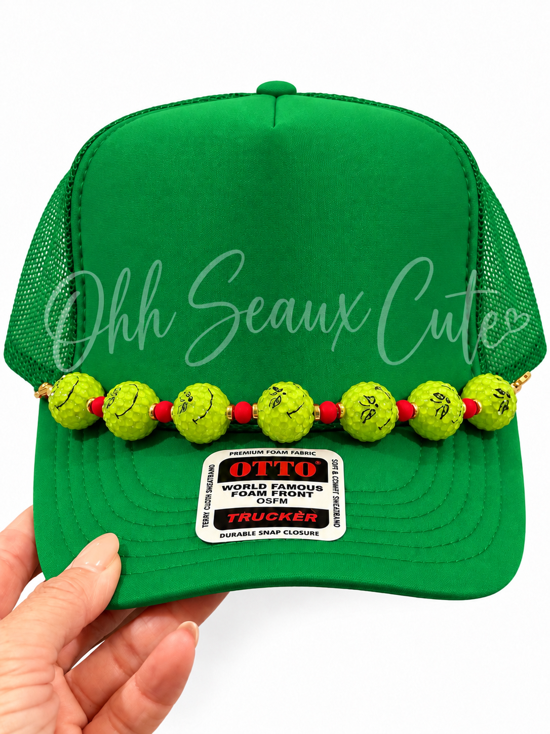 9” Rhinestone Grinch Hat Chain