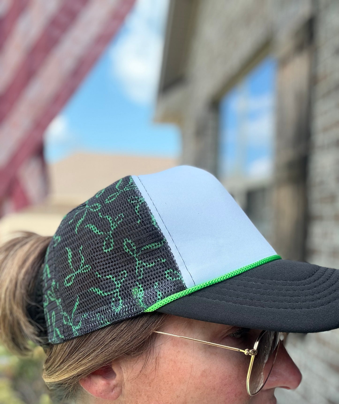 MISFIT Caramel Apple Collection Trucker Hat-Lime Green Bow